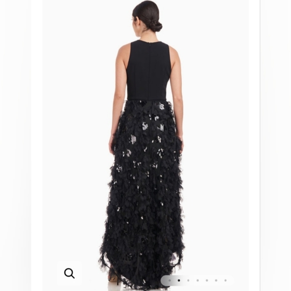 JS Collections NWT Sia Ruffle Skirt Black Gown Size 4 - Picture 2 of 10